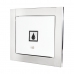 Visor de água branco com moldura em inox polida brilhante espelhada